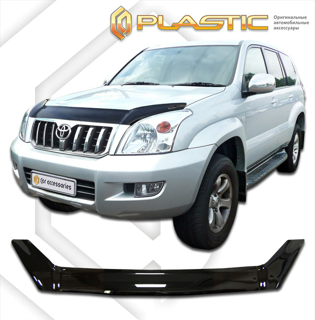 Ветровики дверей (Шелкография "карбон" серебро) Toyota Land Cruiser Prado  2010031000793
