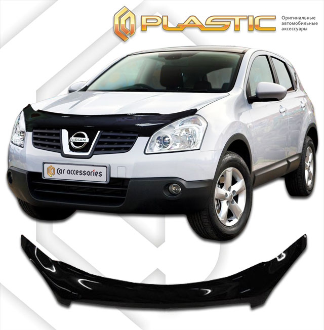 Ветровики дверей (Шелкография белая) Nissan Qashqai  2010030402277