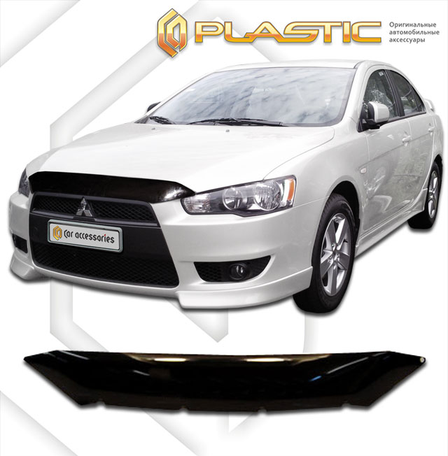 Ветровики дверей (Шелкография белая) Mitsubishi Lancer  2010030402291