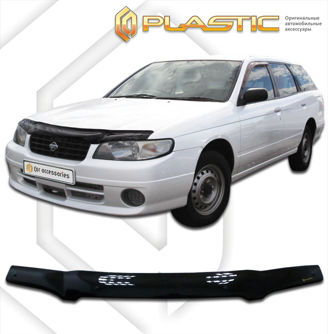 Ветровики дверей (Шелкография белая) Nissan Avenir  2010030404158
