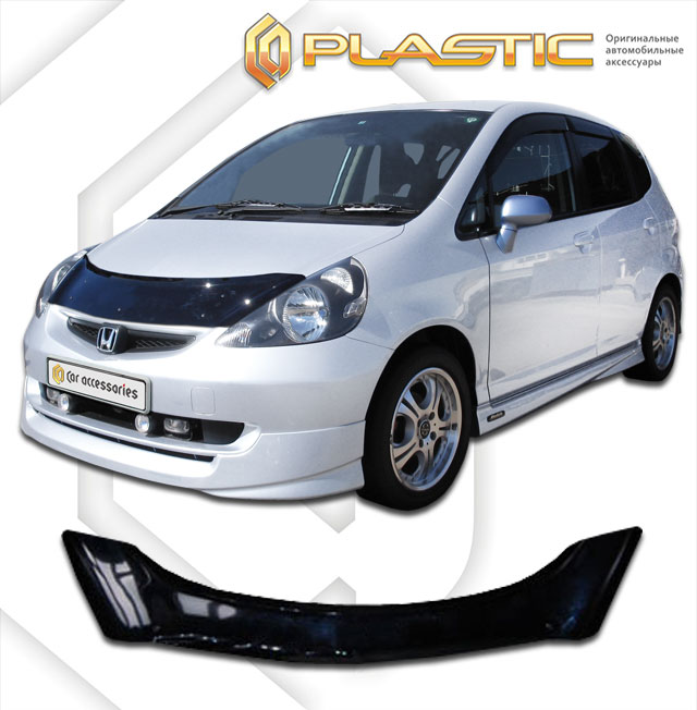 Ветровики дверей (Шелкография белая) Honda Jazz  2010030404226