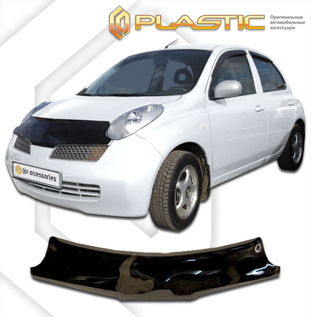 Ветровики дверей (Шелкография белая) Nissan Micra  2010030404240