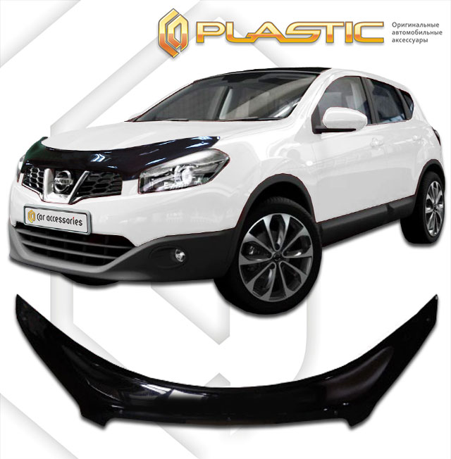 Ветровики дверей (Шелкография белая) Nissan Qashqai  2010030405025