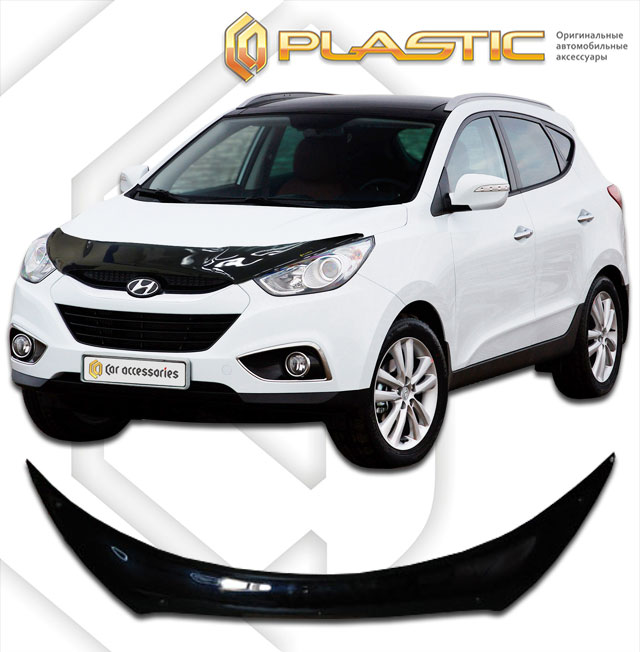 Ветровики дверей (Шелкография белая) Hyundai Tucson  2010030405681