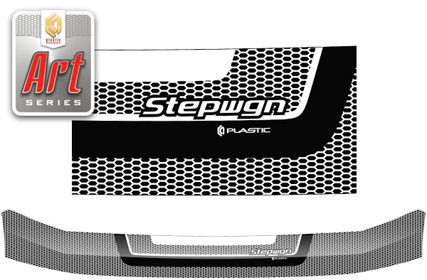 Дефлектор капота (Серия "Art" черная) Honda StepWagon  2010011504594