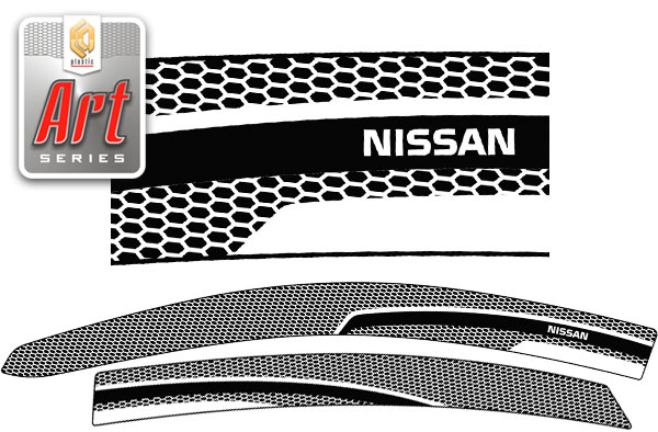 Ветровики дверей (Серия "Art" белая) Nissan Bluebird Sylphy  2010031409176