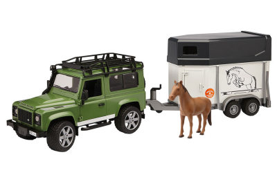 Модель автомобиля и трейлер для перевозки лошадей Land Rover Defender Model With Horse Trailer, Green
