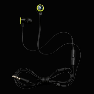 Наушники Mini Earphones, Union Jack, black and lime