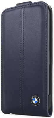 Кожаный чехол BMW iPhone 5/5S Signature Flip Navy Blue