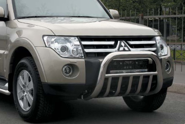 Решетка передняя мини d76 с нижней защитой для Mitsubishi Pajero IV 2006 - 2011 MIPJ.57.0471