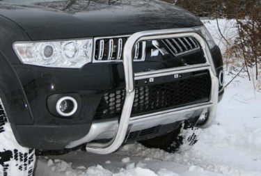 Решётка передняя мини d60 высокая с 2-мя перем. d42 для Mitsubishi Pajero Sport 2008- MIPS.55.0773