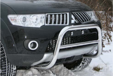 Решётка передняя мини d60 с перемычкой d42 для Mitsubishi Pajero Sport 2008- MIPS.56.0774