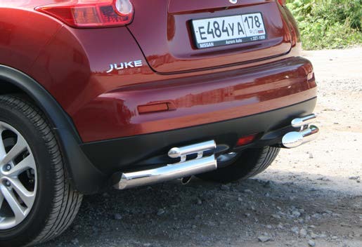 Защита заднего бампера «уголки» d76/42 двойные (комплект 2 шт.) для Nissan Juke 2011- NJUK.76.1347
