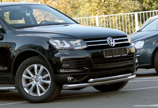 Защита переднего бампера d76/60 двойная для Volkswagen Touareg 2010- VWTG.48.1189